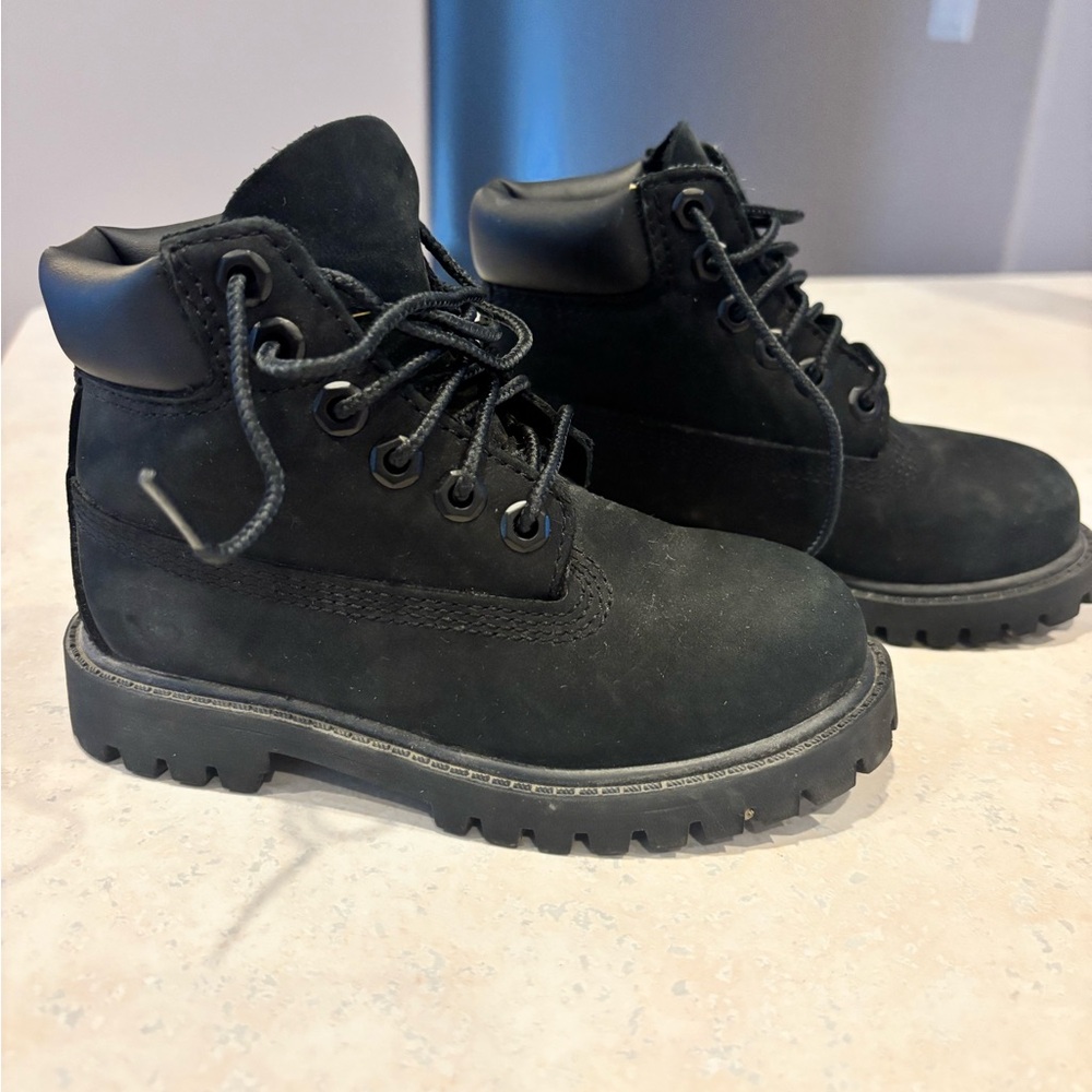 Toddler Black Timberland Lace-Up Boots